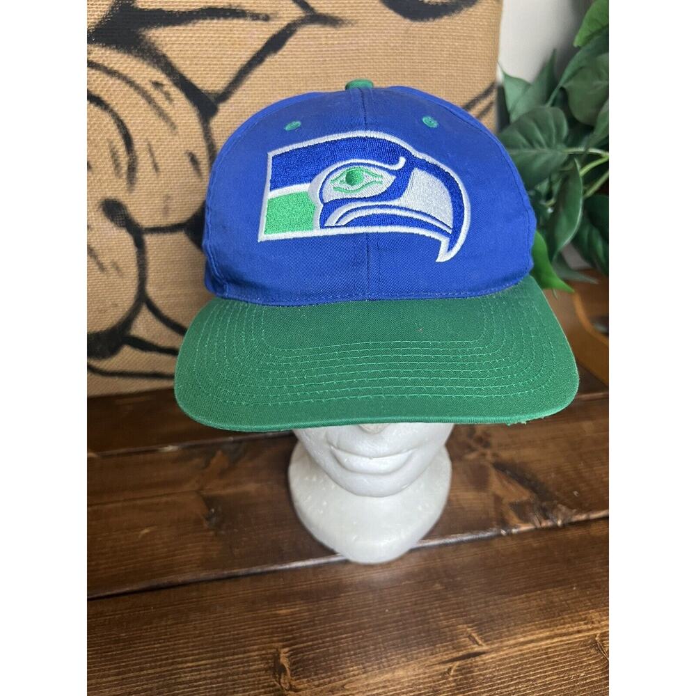 Vtg 1990s Sports Specialties Seattle Seahawks Blue NFL Blockhead Snapback Rare